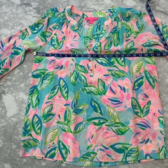 Lilly Pulitzer Silk Elsa Blouse Sz L - Picture 5 of 8